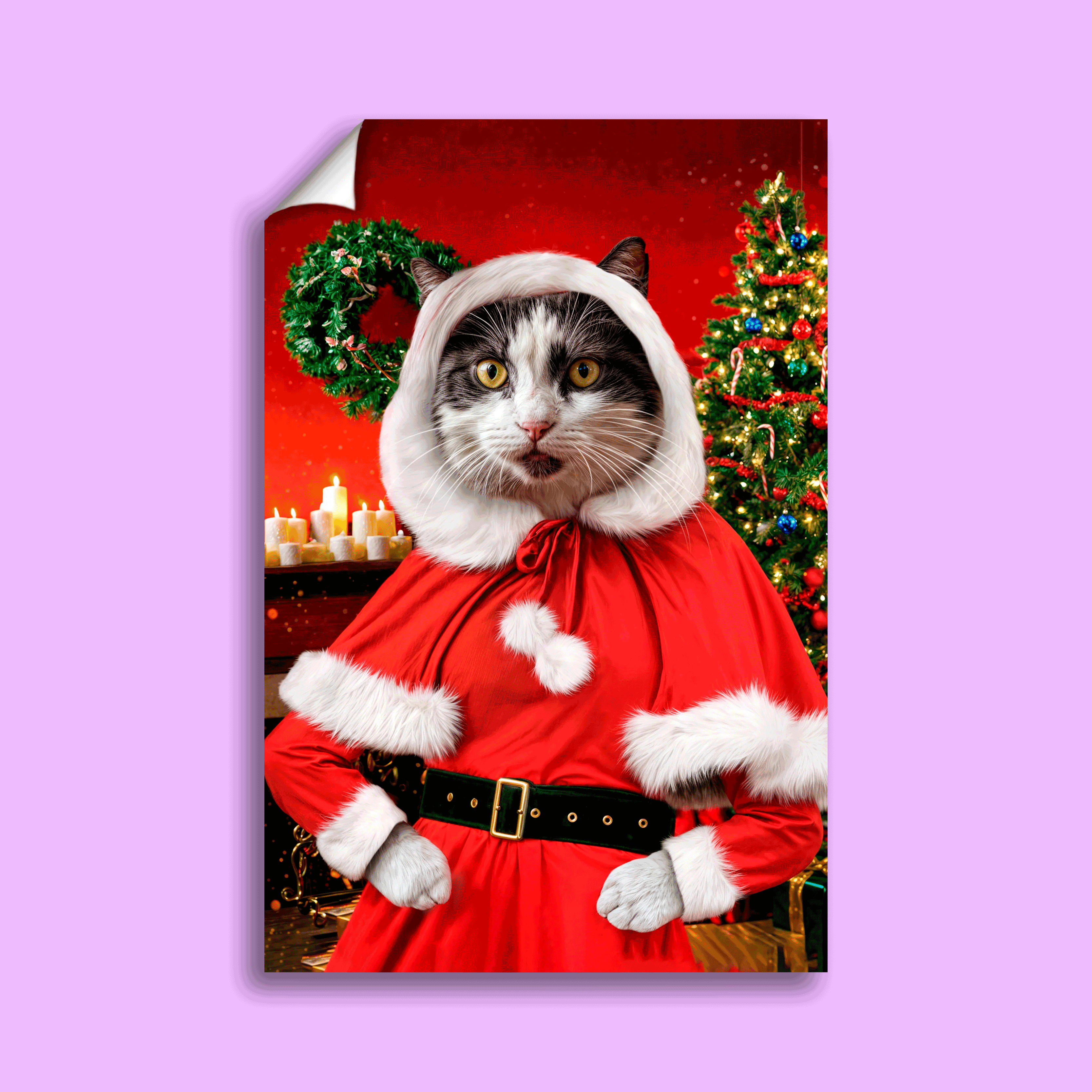 Holiday Santa Pet Portrait – Festive Custom Pet Art